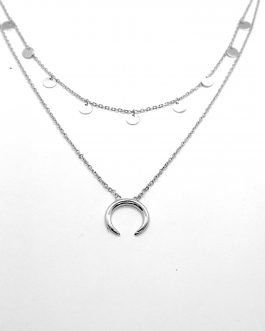COLLAR DOBLE LUNA Y CHAPAS